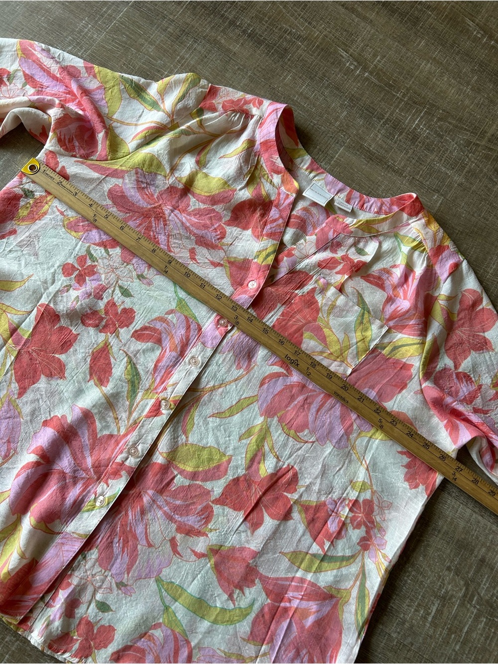 ▶️ Zac & Rachel Floral Blouse Women’s 2X Pink Button Front Roll Tab Sleeve Plus - Picture 11 of 11